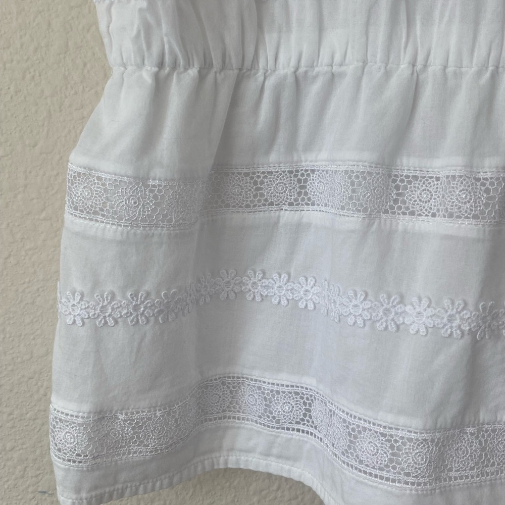 J.Crew Women’s Daisy Chain White Peplum Short Puff Sleeve Top Size Medium - Picture 13 of 14